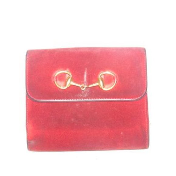 Gucci Red Suede and Leather Bi-fold Horse-bit - Picture 1 of 12